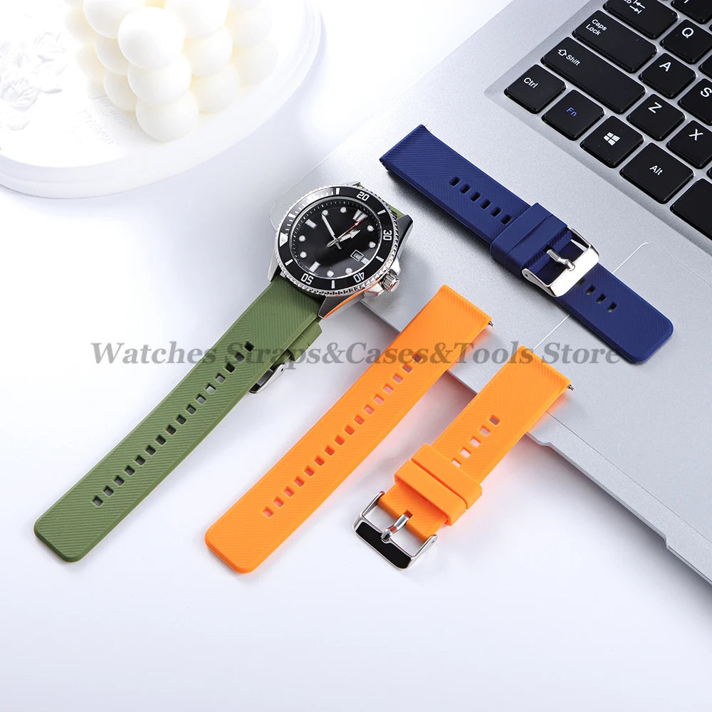 Soft Silicone Watchband Strap 18mm 19mm 20mm 21mm 22mm for Omega for Seiko Quick Release for Smartwatch Men's Universal Bracelet