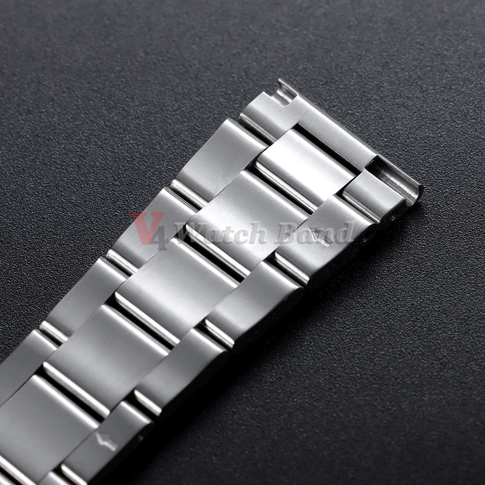 Curved End Metal Watch Strap 20mm for Rolex for Oyster Perpetual Stainless Steel Wrist Band Folidng Buckle Bracelet Accessories
