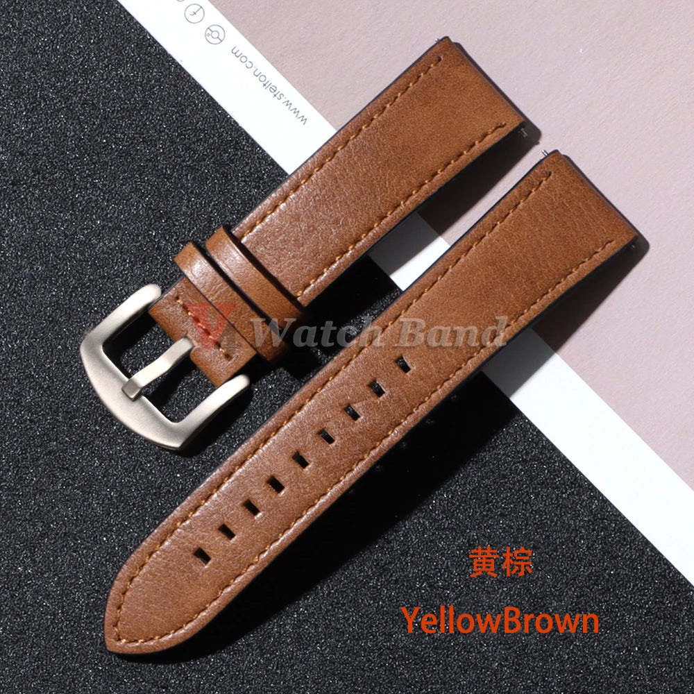 20mm 22mm Leather Strap for Samsung Galaxy Watch 6 5 4 40mm 44mm Gear Band Vintage Bracelet for Xiaomi Redmi Watch 3 Lite/Active