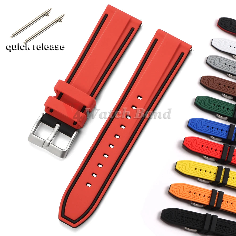 Silicone Watch Band 20mm 22mm 24mm Soft Quick Release Rubber Watch Straps for Samsung Galaxy for Garmin for Huawei Watch