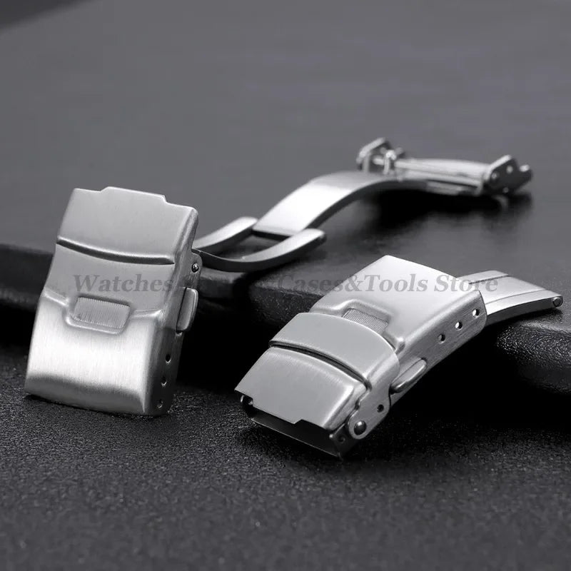 Stainless Steel Watchband Buckle for Seiko Watch Clasp 18mm/20mm/22mm/24mm Soild Button for Citizen Diver Clasp WatchAccessories
