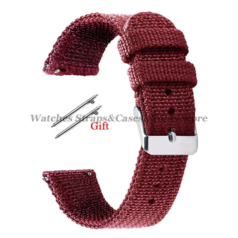 18mm 20mm 22mm 24mm Nylon Canvas Watchband Woven Soft Universal Bracelet for Seiko for Huawei Watch Men Women Quick Release Band