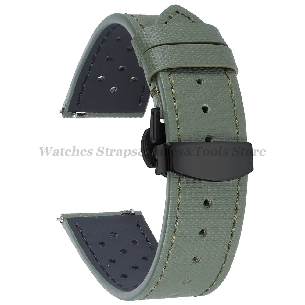 Premium Sailcloth Watch Strap for Seiko for Omega 18mm 20mm 22mm Qucik Release Fabric WatchBand Butterfly Buckle for HuaweiWatch