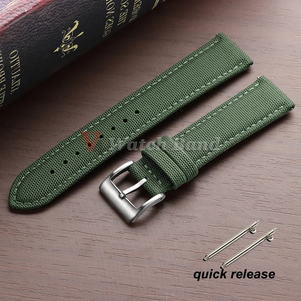 20mm 22mm Sailcloth Watch Strap Nylon Watchband Quick Release Waterproof Nylon Bracelet Two-Sided Canvas Band Sport Belt for Men