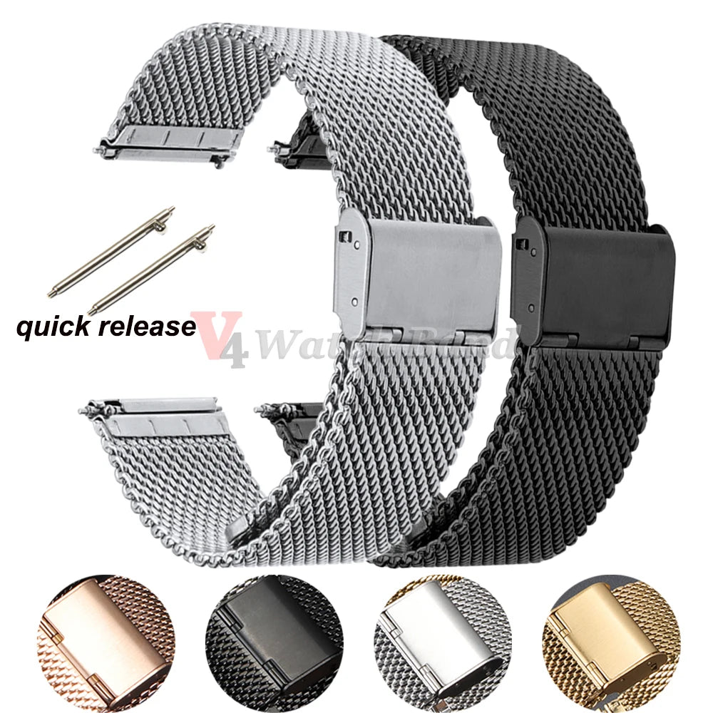 0.8 Mesh Milanese Stainless Steel Strap 18mm 20mm 22mm for DW 2mm Thickness Wire Strap Adjustable Length Watch Accessories