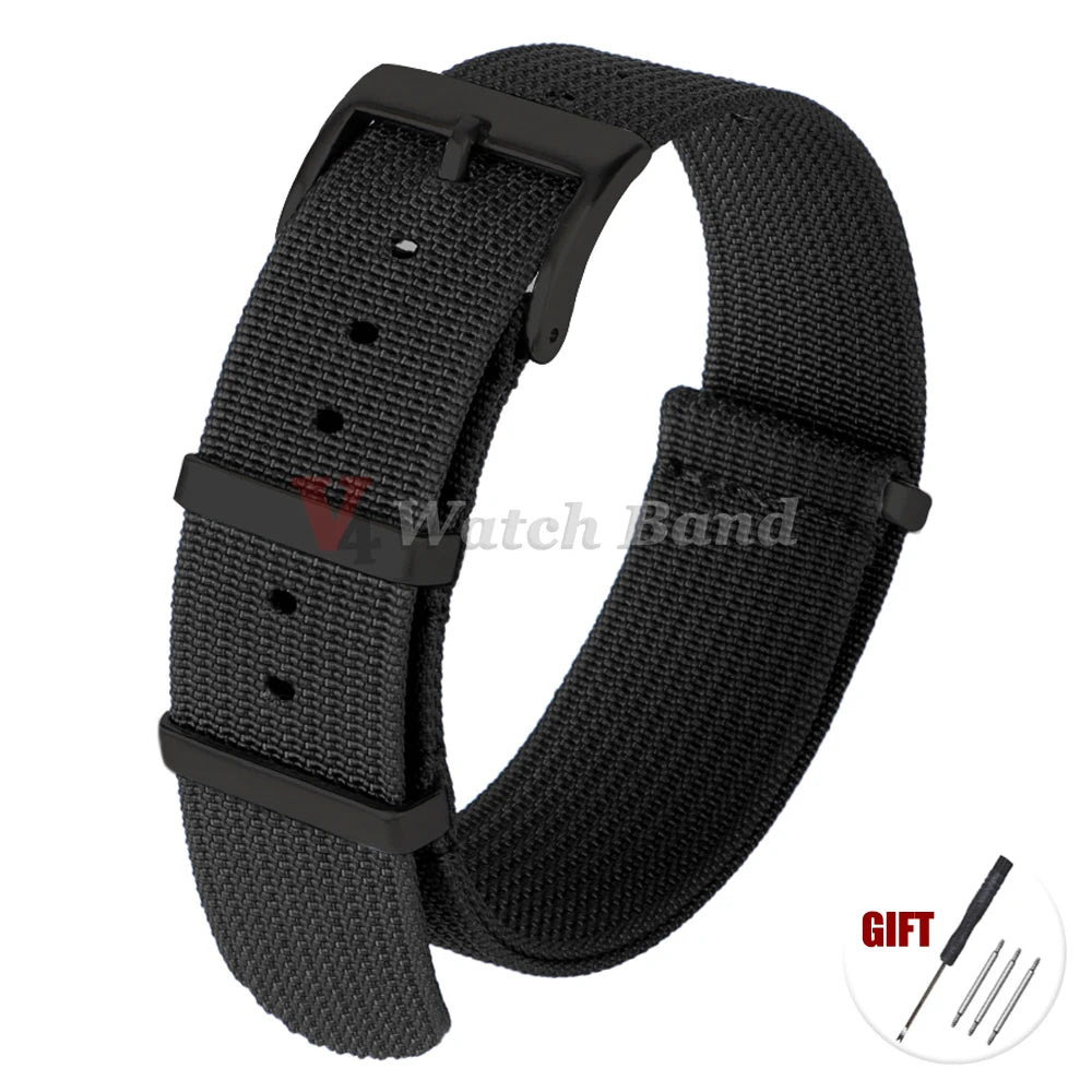 Universal Fabric Bracelet for Seiko 20mm 22mm with Black Buckle Nylon Band for Omega Wristband for Rolex Watch Strap Accessories