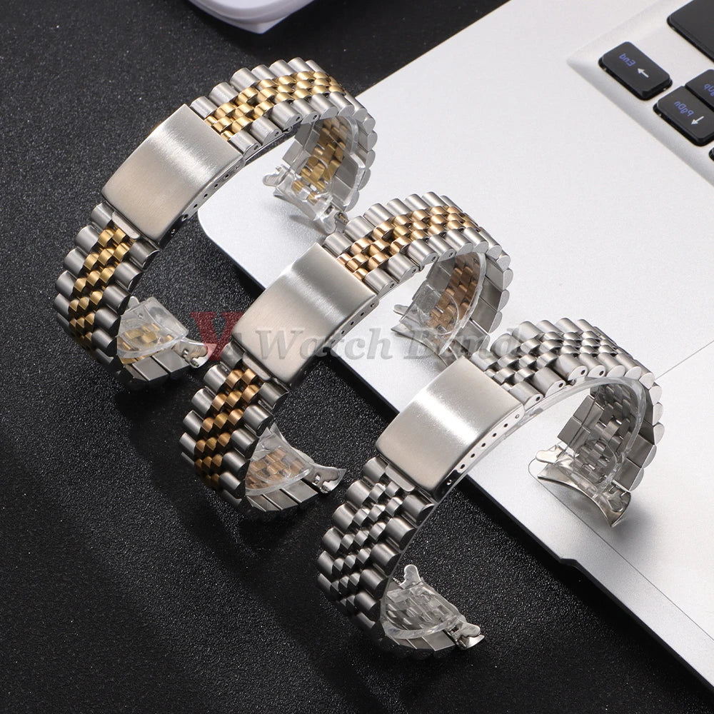 19mm 20mm 21mm Curved End Stainless Steel Watch Bands for Rolex DATEJUST for Jubilee Solid Strap Bracelet Men Woman Watchband