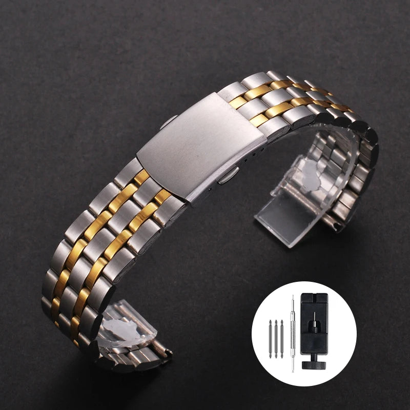 Stainless Steel Watch Strap Folding Buckle Silver Gold Women Men Bracelet 18mm 20mm 22mm for Huawei Watch Gt3/Gt4 46mm Wristband