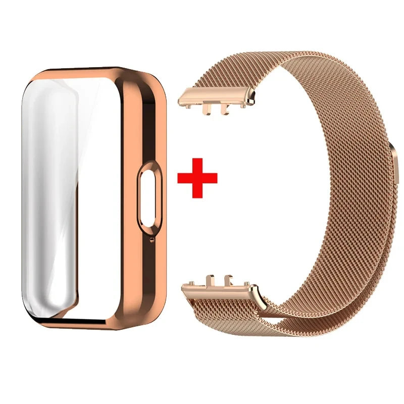 Case+Milanese Strap For Samsung Galaxy Fit 3 Full Protector Cover Band For Samsung Galaxy Fit 3 SM-R390 Magnetic Watchband