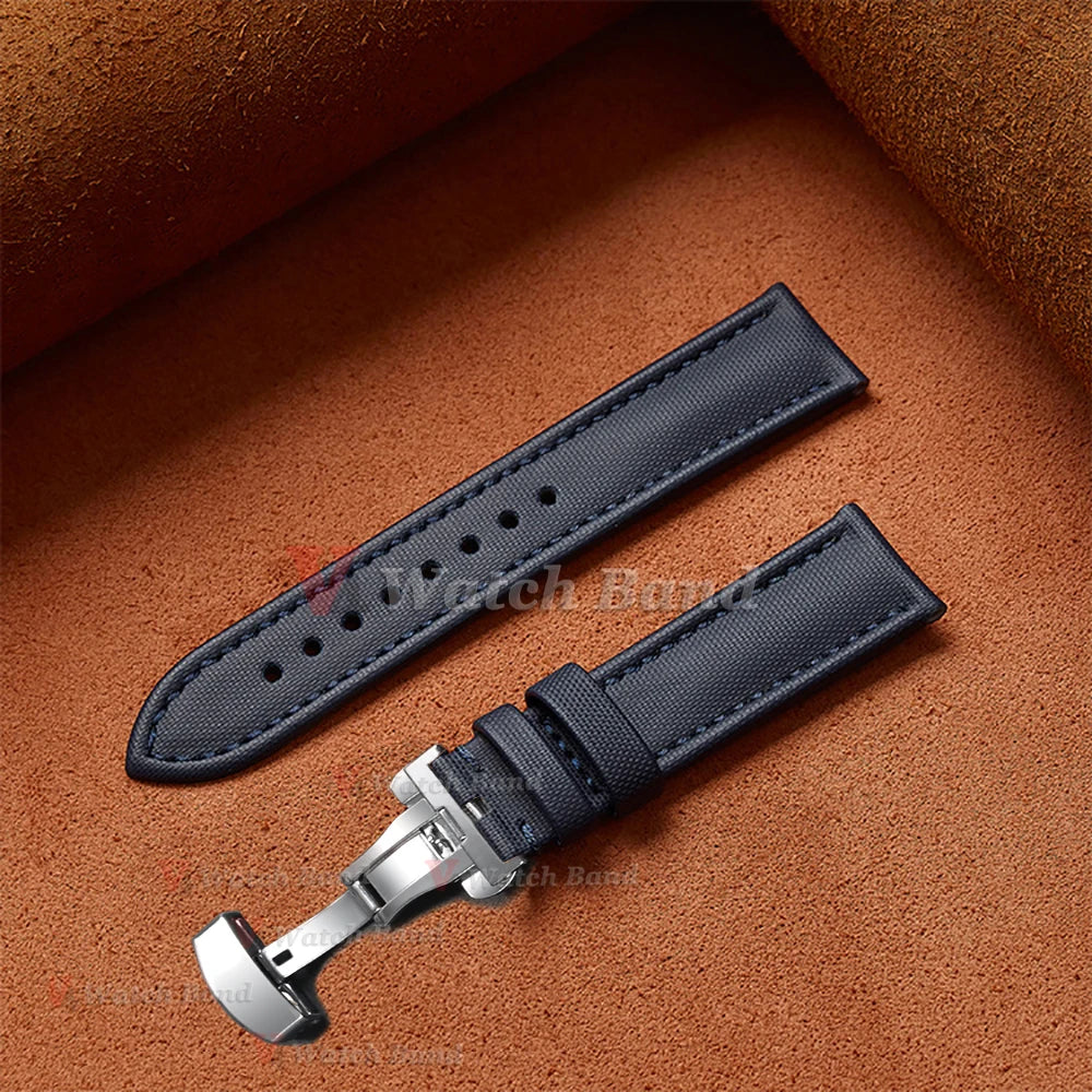 For Omega for Seiko Business Sailcloth Watch Strap 18/19/20/21/22mm Butterfly Buckle Waterproof MenWomen Quick Release Watchband