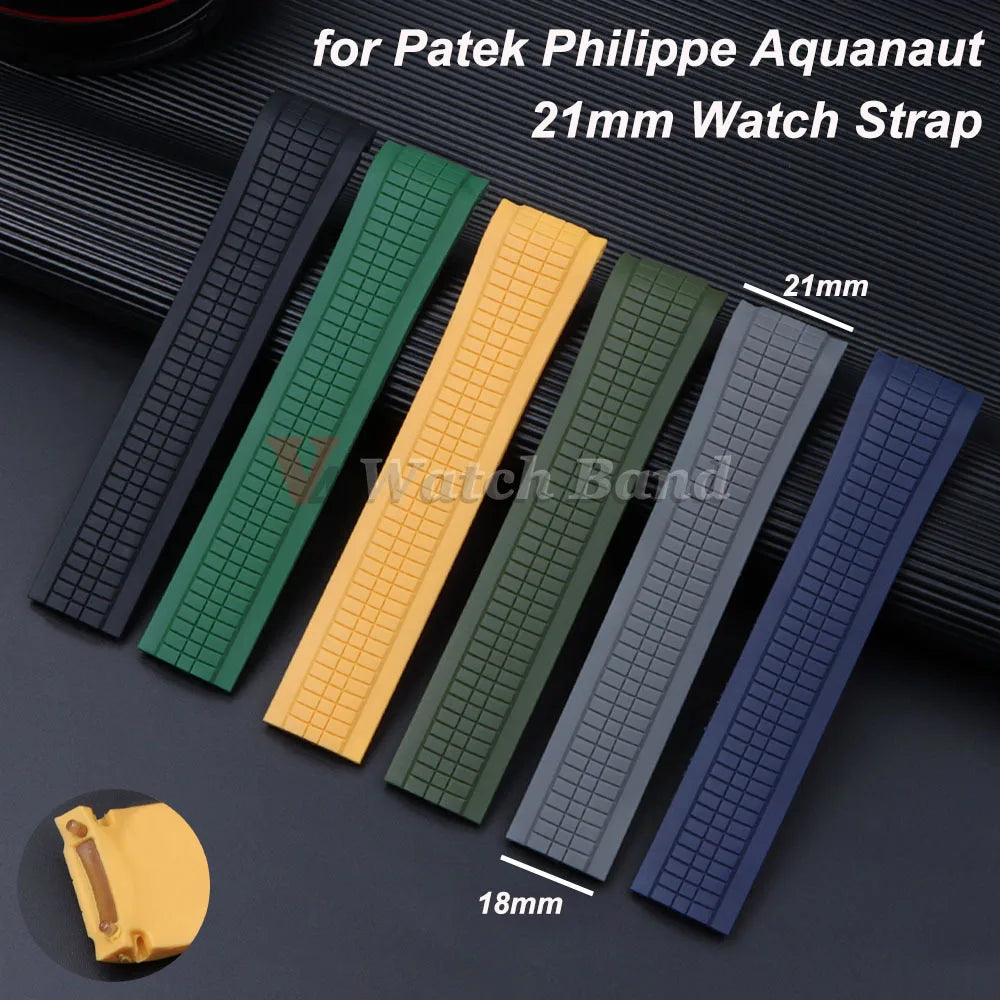 21mm Watch Strap for Patek Philippe Aquanaut Series 5164/5167 Waterproof Anti-Dust Rubber Watchband Silicone Bracelet