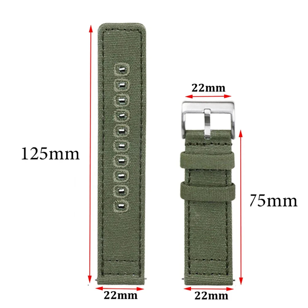 Quick Release Bracelet for Huawei Strap18mm 20mm 22mm Braided Canvas Watch Band for Samsung Galaxy 3/4 40mm 44mm Classic 46/42mm
