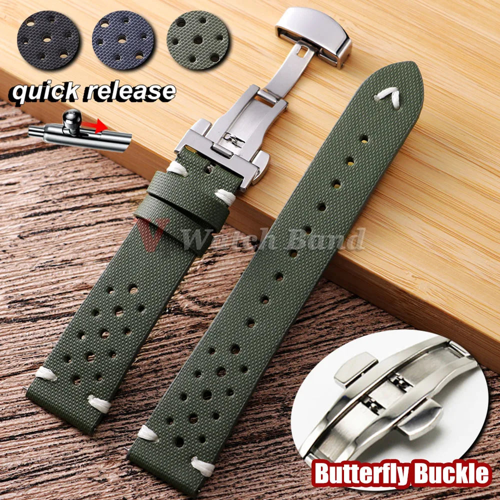 Quick Release Nylon Sailcloth Watch Strap 18mm 20mm 22mm Bracelet with Butterfly Buckle Band for Omega for Seiko Watchband
