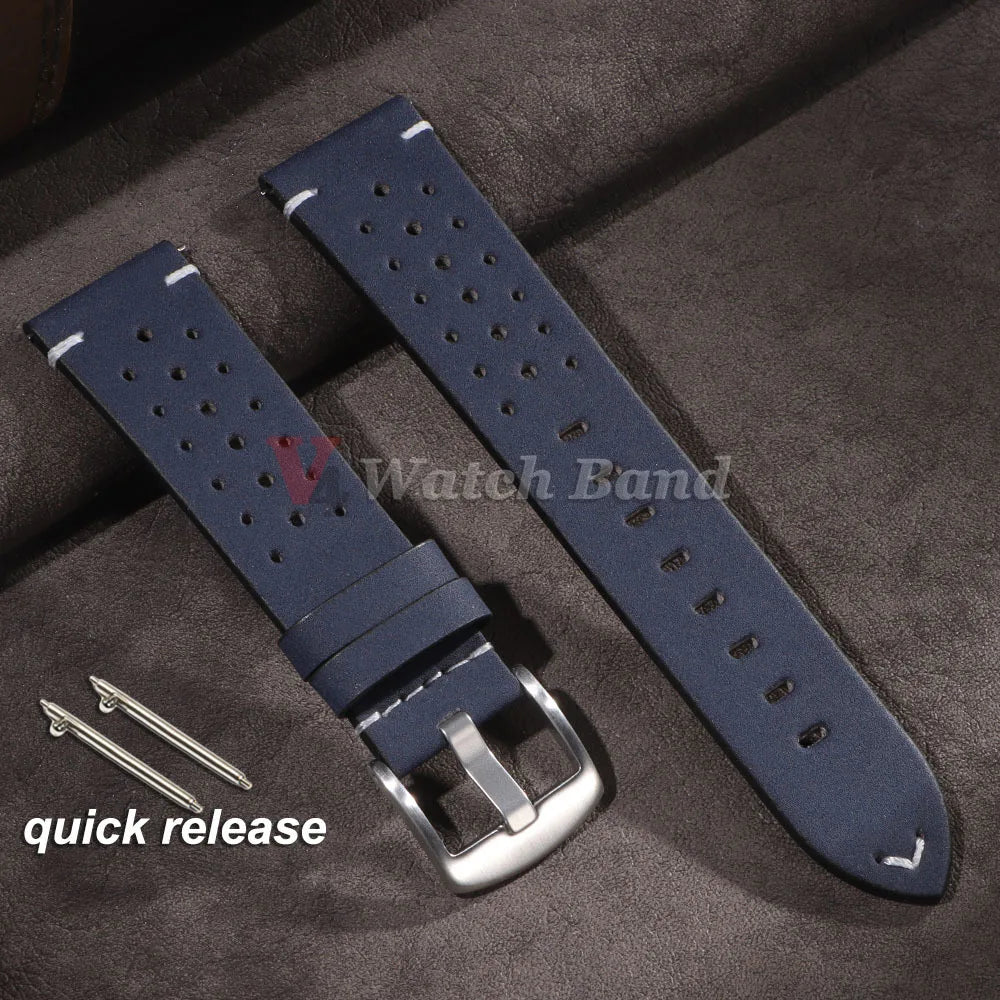 Retro Calf Watchband 20mm 22mm Breathable Geniune Cowhide Straps for Samsung Watch Strap for Huawei Watch Gt2/Gt3 Sport Belt