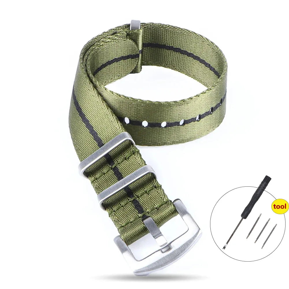 High Density Nylon Strap for Omega Seamaster 007 20mm 22mm Soft Nylon Bracelet for Seiko Military Watchband for Samsung Galaxy