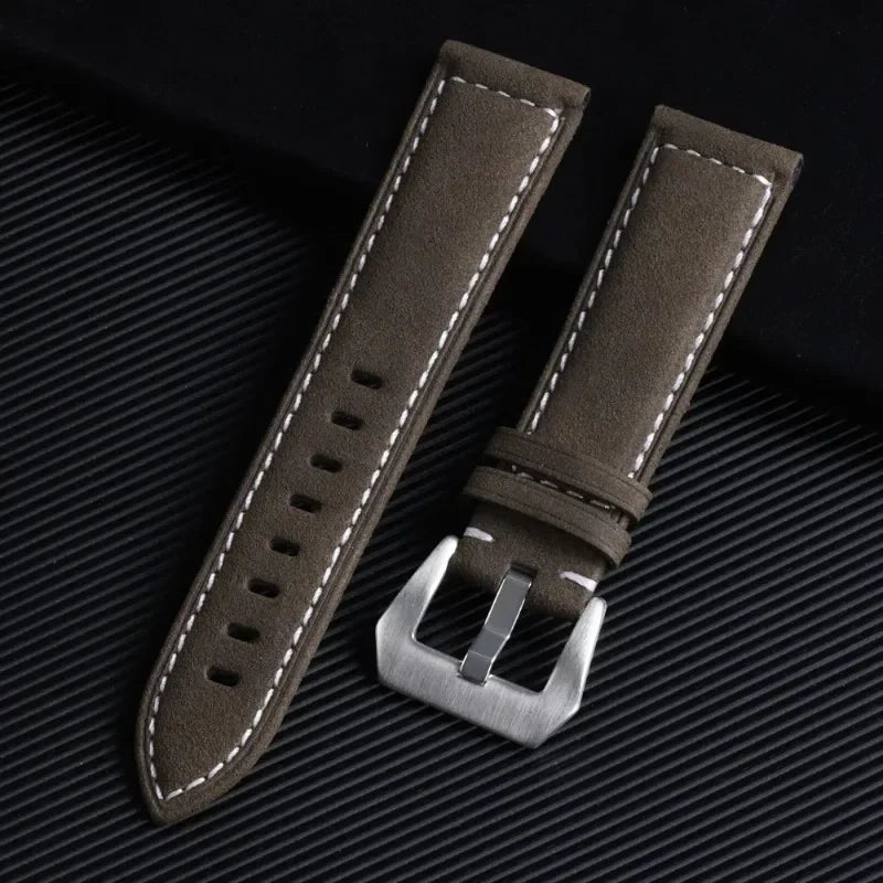 18mm 20mm 22mm 24mm Genuine Leather Watchband for Panerai Sport Wristband Vintage Matte Polished Watch Strap Blue Brown Bracelet