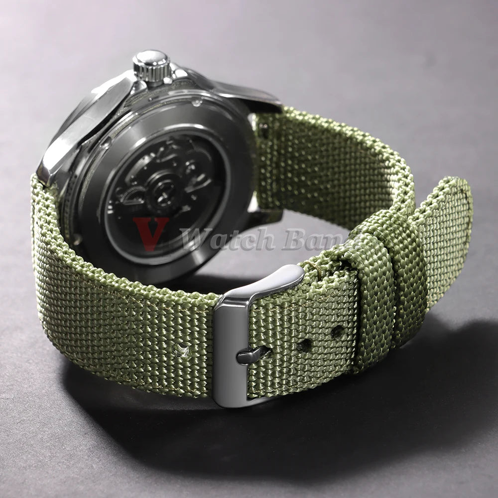 18/20/22/24mm Nylon Watch Band for Seiko Army Military Canvas Woven Nylon Strap Quick Release Wristband Men's Sport Watch Bands
