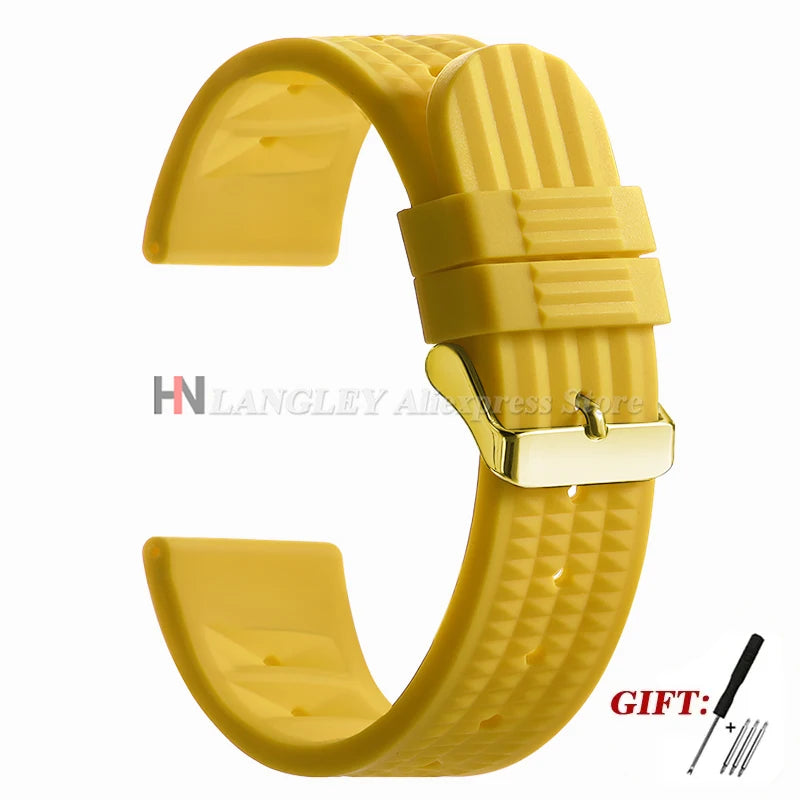 Soft Rubber Waffle Watch Band 20mm 22mm for Seiko for Rolex Water Ghost Sport Silicone Wristband Men's Replacement Strap Premium