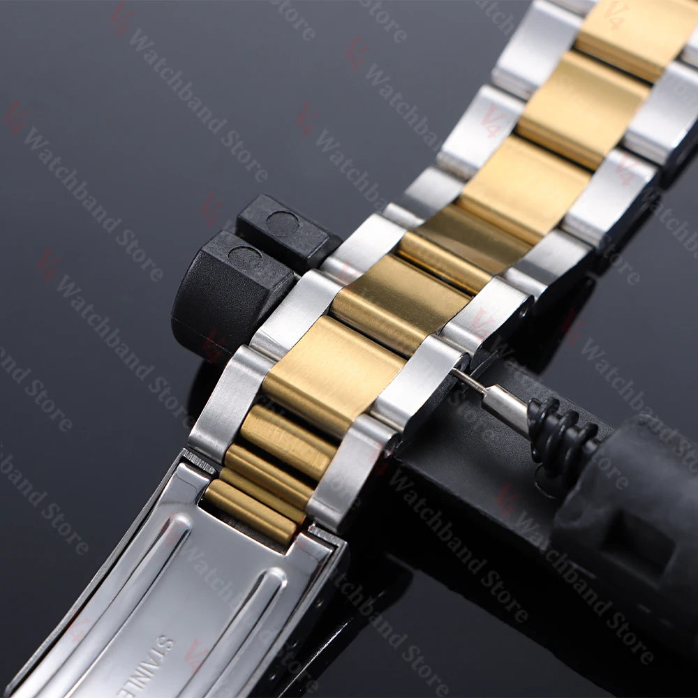 Luxury Curved End Watch Band 13mm 17mm 18mm 19mm 20mm 21mm for Rolex Oyster Perpetual King Stainless Steel Bracelet Accessories