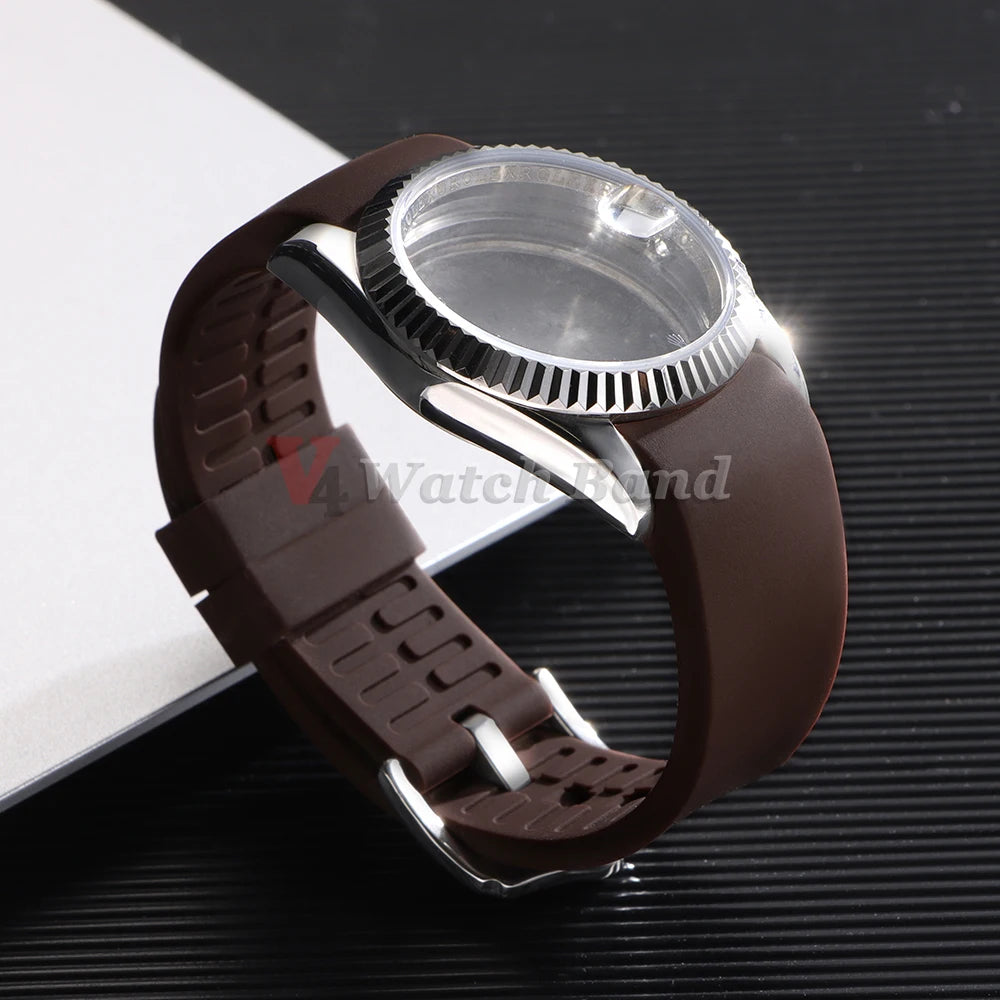 Soft Rubber Watch Strap Curved End 20mm 22mm for Rolex Green Water Ghost Silicone Watchband 18/19/21/24mm Bracelet MenSport Band