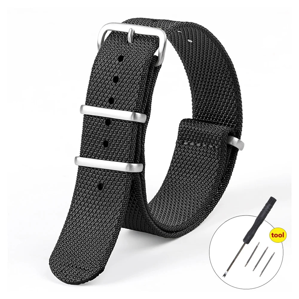 New Ribbed Nylon Watch Strap for Omega Seamaster 007 Watch Band 20mm 22mm Accessories for Seiko Military Watch Bracelets