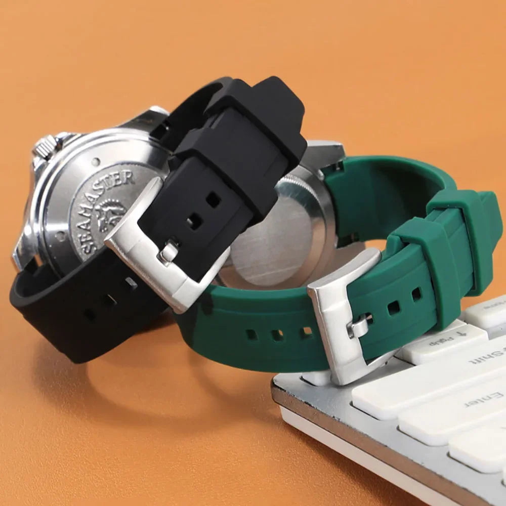 20mm Curved Rubber Watch Strap for Omega for Swatch for Moonswatch Soft Waterproof Sport Wrist Bracelet Women Men Accessories