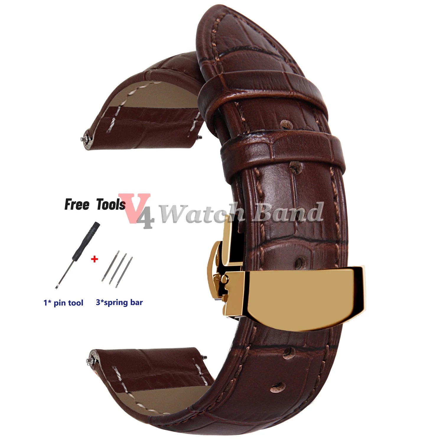 18mm 20mm 22mm 24mm Genuine Leather Watchband Crocodile Pattern Straps Men Women Replacement Universal Bracelet