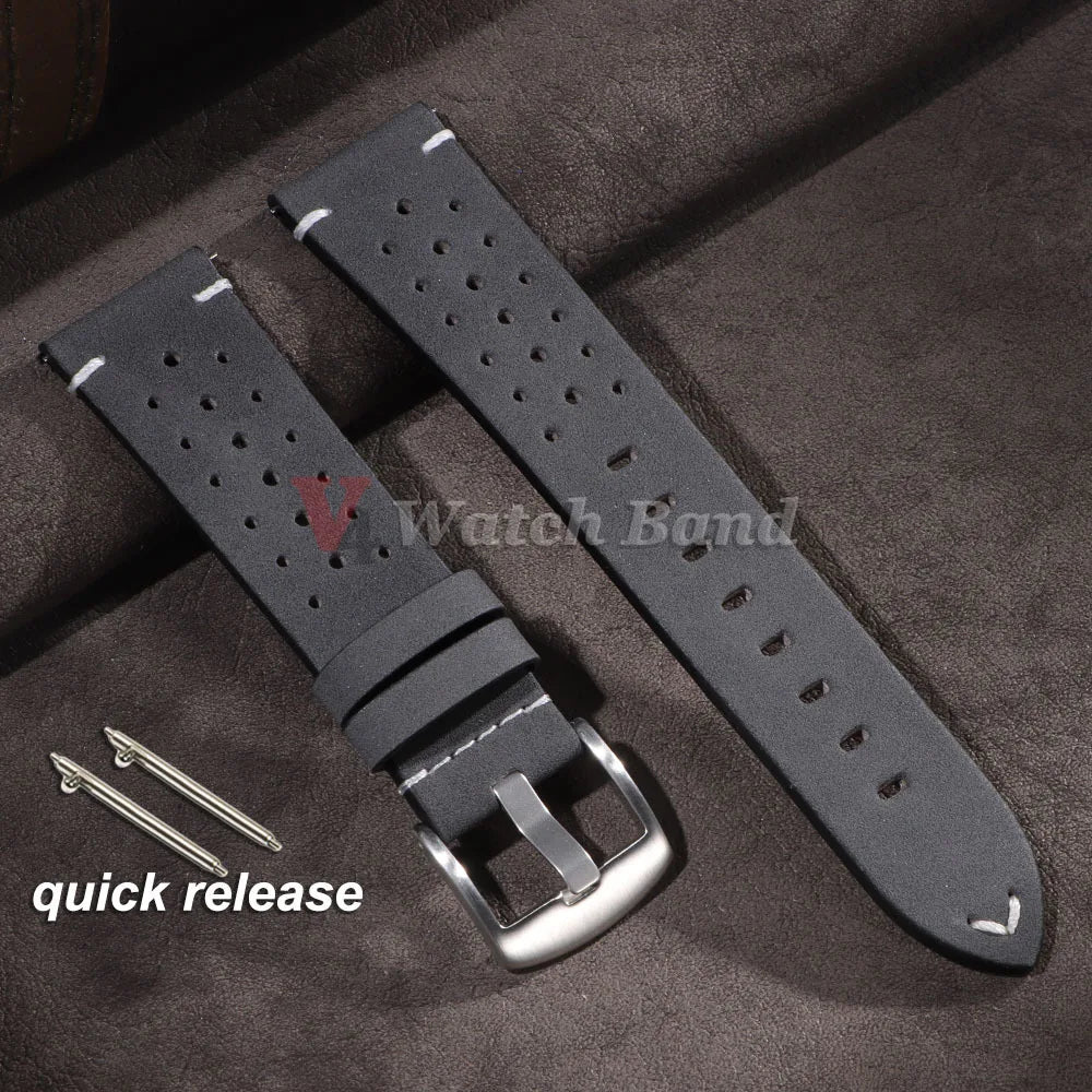 Retro Calf Watchband 20mm 22mm Breathable Geniune Cowhide Straps for Samsung Watch Strap for Huawei Watch Gt2/Gt3 Sport Belt