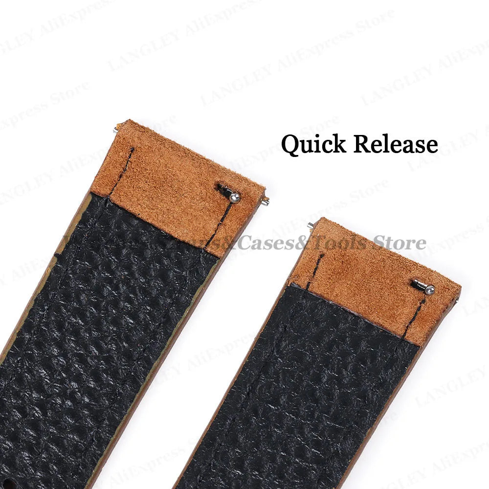 18mm 20mm 22mm Vintage Suede Leather Watchband for Samsung Galaxy Watch 5 4 3 45mm 40mm Cowhide Stitching Quick Release Bracelet