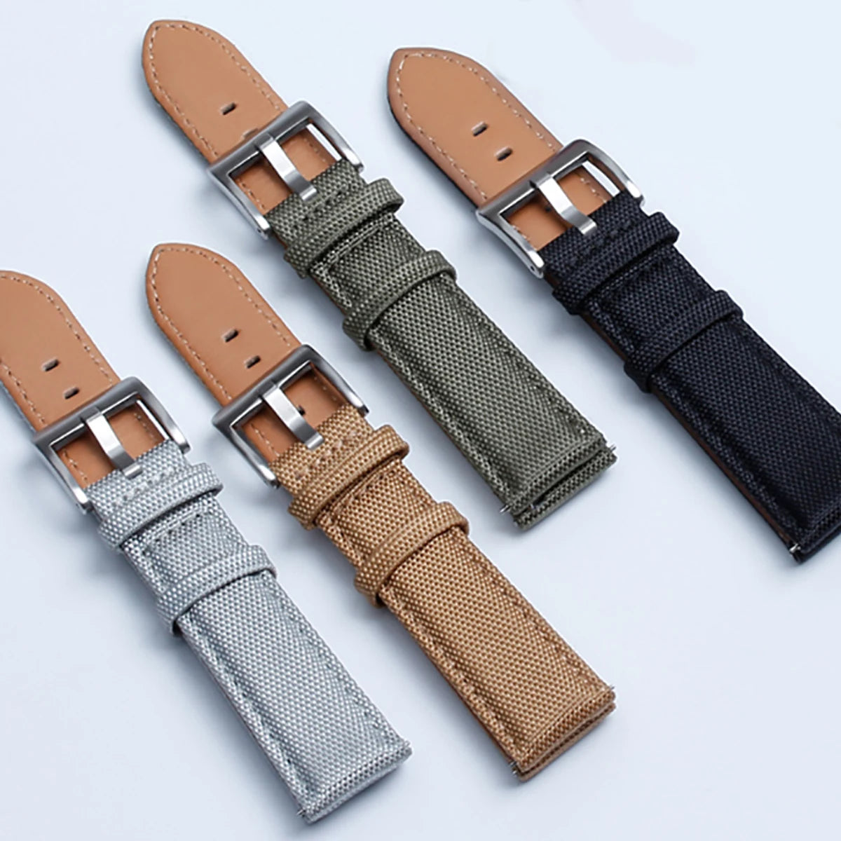 Nylon Leather Watch Strap for Huawei for Seiko Belt Quick Release Watchband for Samsung Galaxy Watch 3/4/5pro 45mm 40mm 44mm