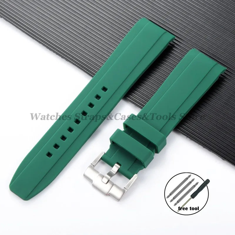 20mm 22mm Rubber Strap High Quality Curved End Silicone Watch Band for Swatch for Omega for Moonswatch for Rolex Waterproof Belt