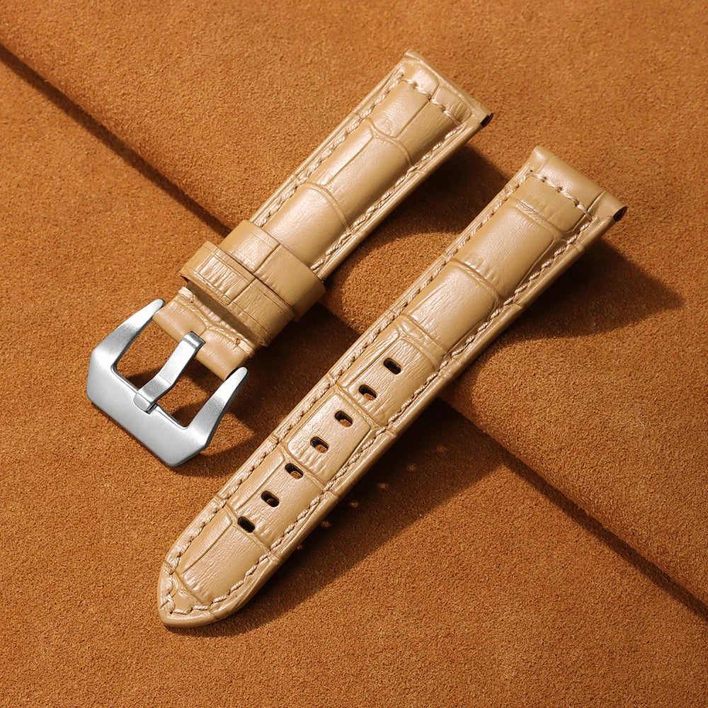 Genuine Leather Watch Band Bracelet 20mm 22mm 24mm 26mm for Panerai Cowhide Vintage Watchband for Samsung Galaxy Watch 3 4 Strap