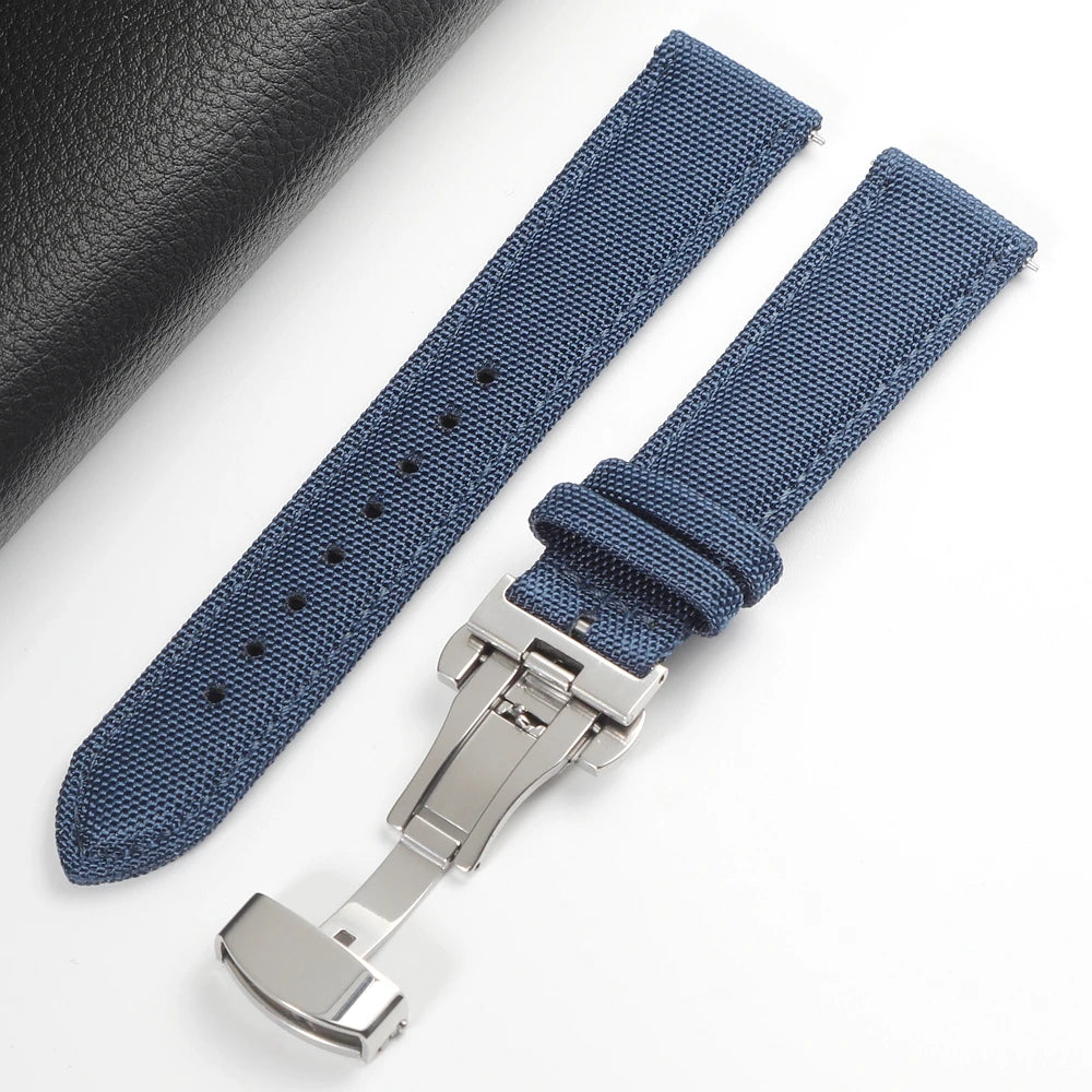 Quick Release Nylon Sailcloth Watch Strap 18mm 19mm 20mm 21mm 22mm 24mm Butterfly Buckle Band For Omega For Seiko Watchband