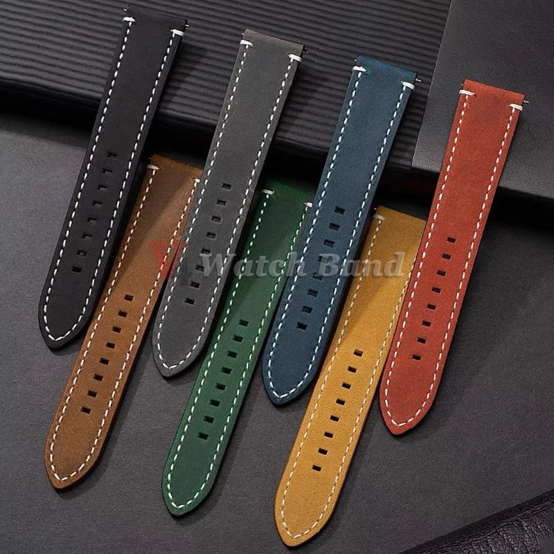 18mm 19mm 20mm 21mm 22mm 24mm Straps Retro Cowhide Watchband for Huawei Gt2/Gt3 Belt Black Yellow Brown Strap for Samsung Galaxy