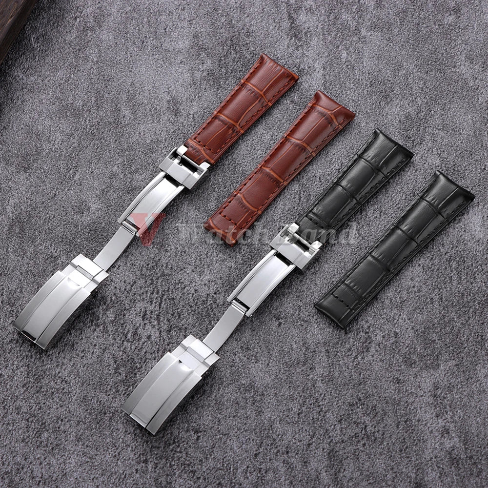 20mm Watch Band for Rolex SUBMARINER Yacht-Master DAYTONA GMT Cowhide Leather Men Strap Waterproof Wrist Belt Watch Accessories