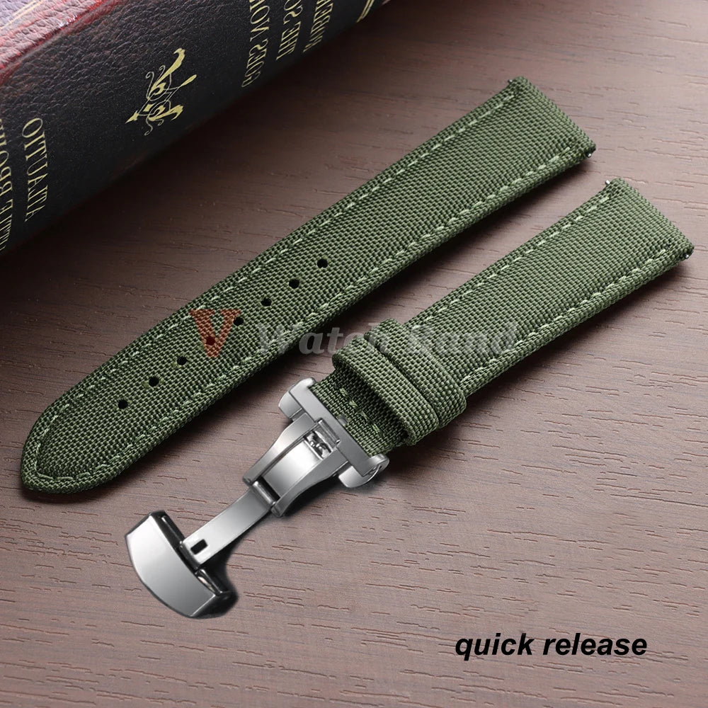 Quick Release Nylon Watchband Sailcloth Watch Strap 20mm 22mm for Omega for Seiko Business Butterfly Buckle for Tudor Men Women