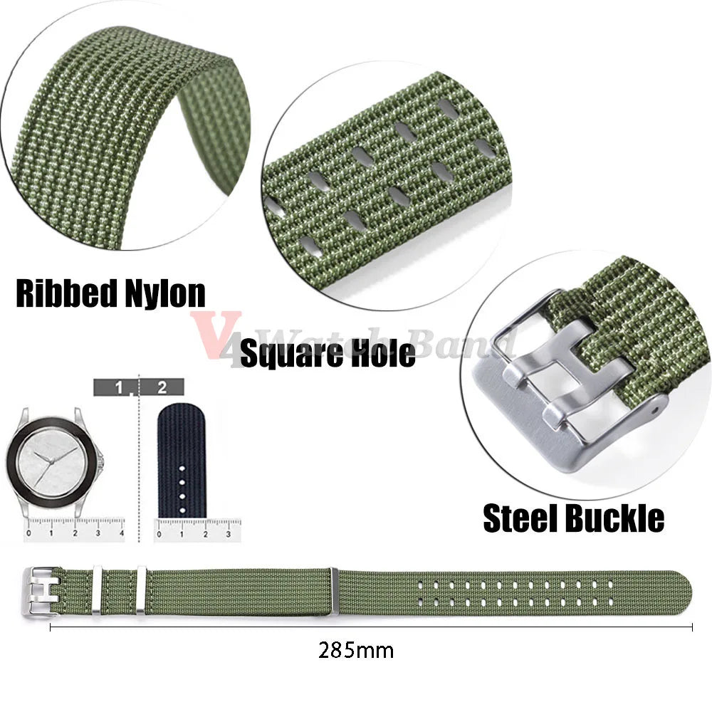 New Ribbed Nylon Watchband Canvas Watch Strap for Omega 20mm 22mm Military Watchband Accessories for Rolex Watch Band Bracelets