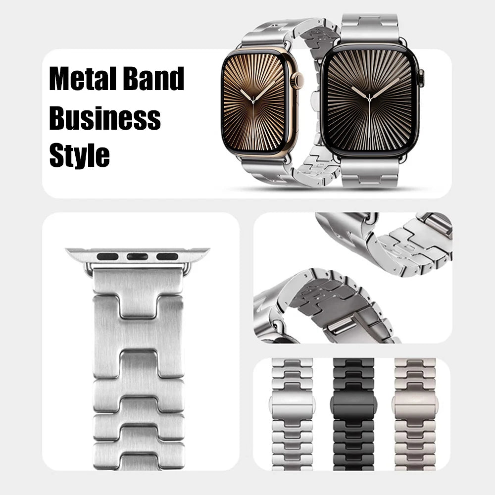 For Apple Watch Series 10 46mm Strap Stainless Steel Bracelet For Iwatch 10 9 Ultra 49mm 42mm 45mm Correa Metal Business Correa