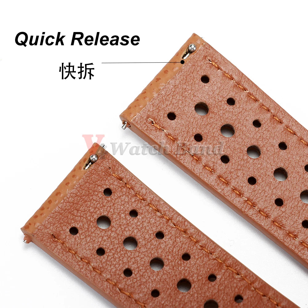 18mm 19mm 20mm 22mm Universal Vintage Cowhide Watch Strap Porous Breathable Wtistbelt Brown Watchband Men Accessories Pin Buckle