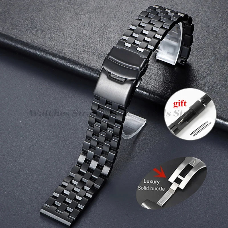 High Quality Solid Stainless Steel Strap 18 20mm 22mm 24mm 26mm Watch Band Flat Interface for Seiko for Citizen Luxury Wristband