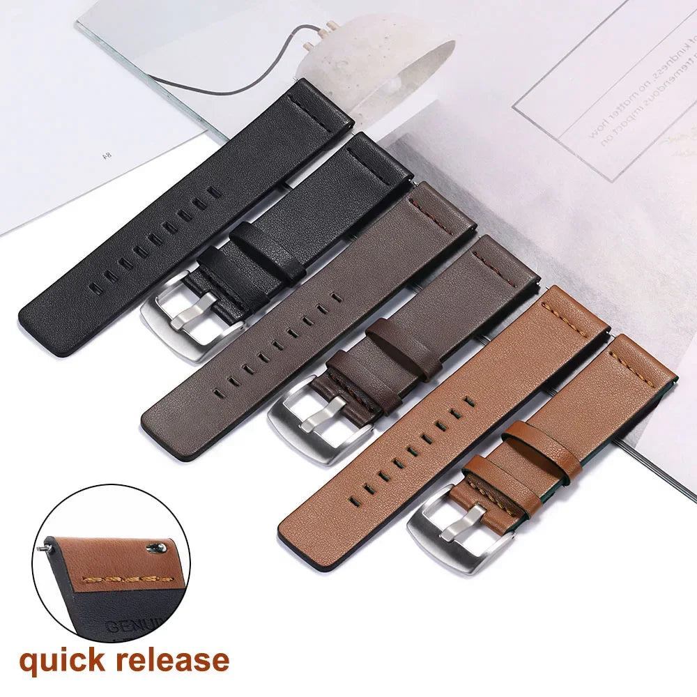 Strap for Samsung Galaxy Watch 6 5 4 45 40 44 42 46mm Universal Wrist Strap Genuine Leather Watchband 18mm 20mm 22mm 24mm