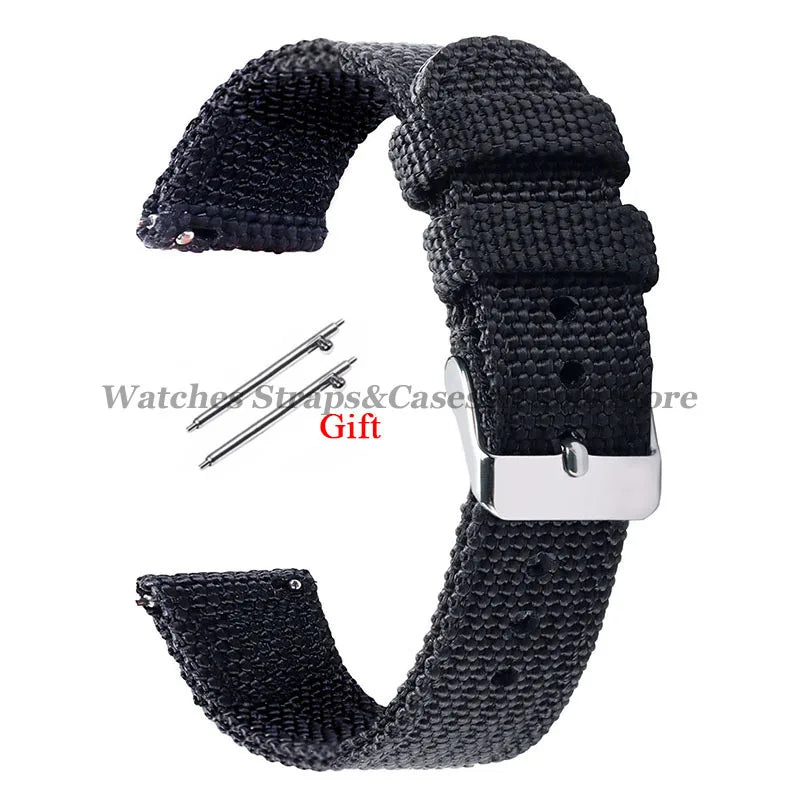 18mm 20mm 22mm 24mm Nylon Canvas Watchband Woven Soft Universal Bracelet for Seiko for Huawei Watch Men Women Quick Release Band