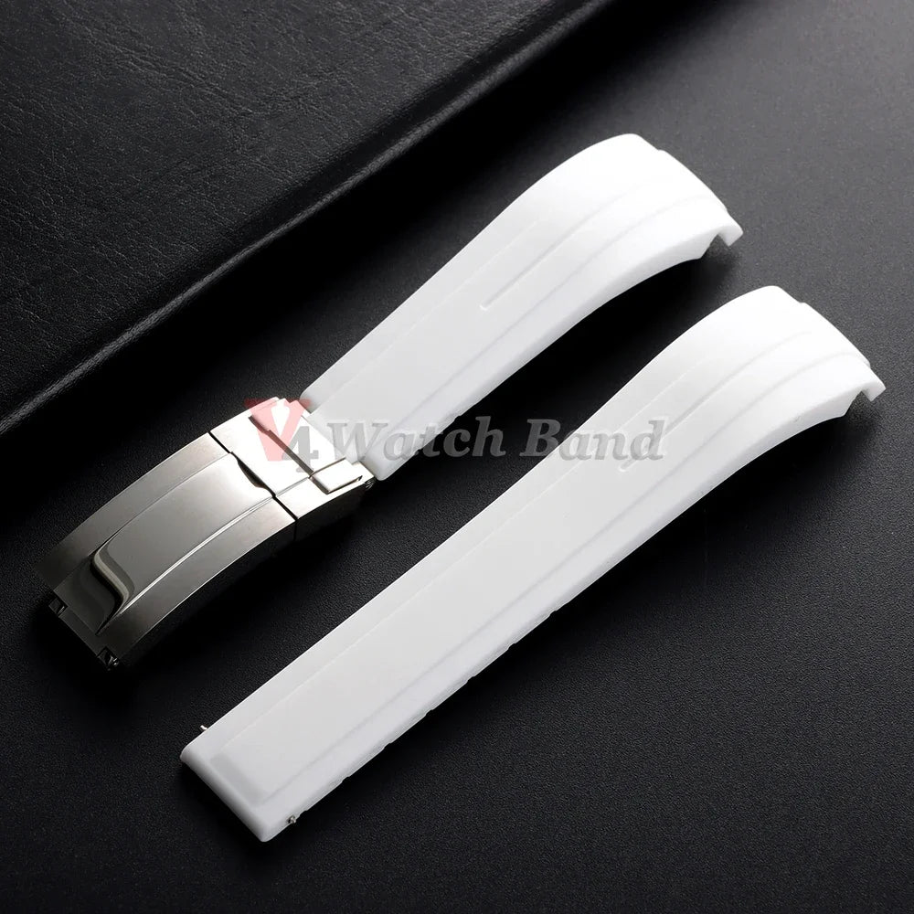 For Rolex Daytona Yacht-Master Ultra Arc Rubber Watchband 20 21mm 22mm Flexible Comfortable Silicone Curved Strap Folding Buckle