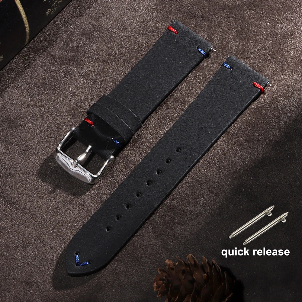 18mm 20mm 22mm Vintage Watchband Handmade Stitching Strap for Omega for Seiko Smartwatch Replacement Wristband Men Accessories