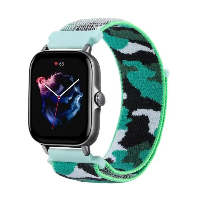 20mm 22mm Strap For Amazfit GTS/4/3/2E/GTS4/Mini/GTR 4/3/Pro/42mm/47mm/Strato GTR4 Nylon Camouflage Bracelet Amazfit Bip 3 Strap