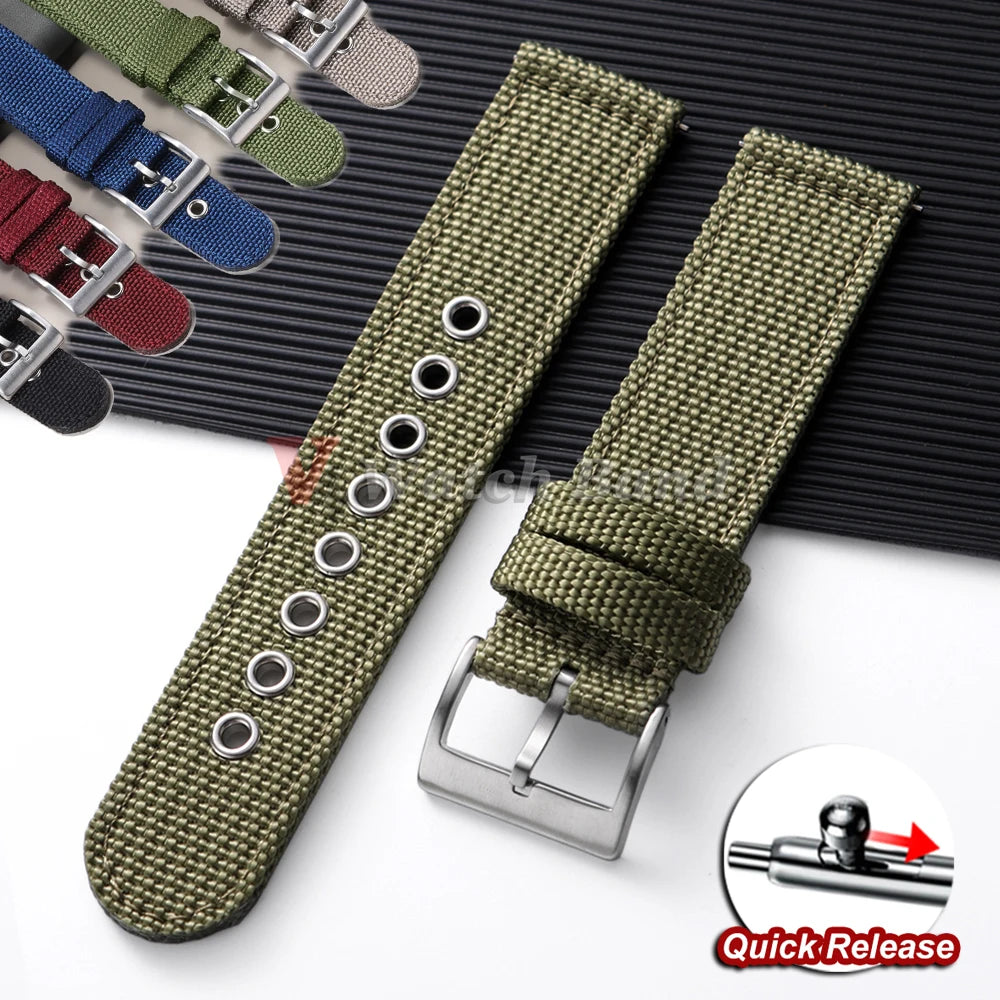 Nylon Watch Band for Seiko Army Military Canvas Woven Nylon Strap 18mm 20mm 22mmQuick Release Wristband Men's Sport Watch Bandss