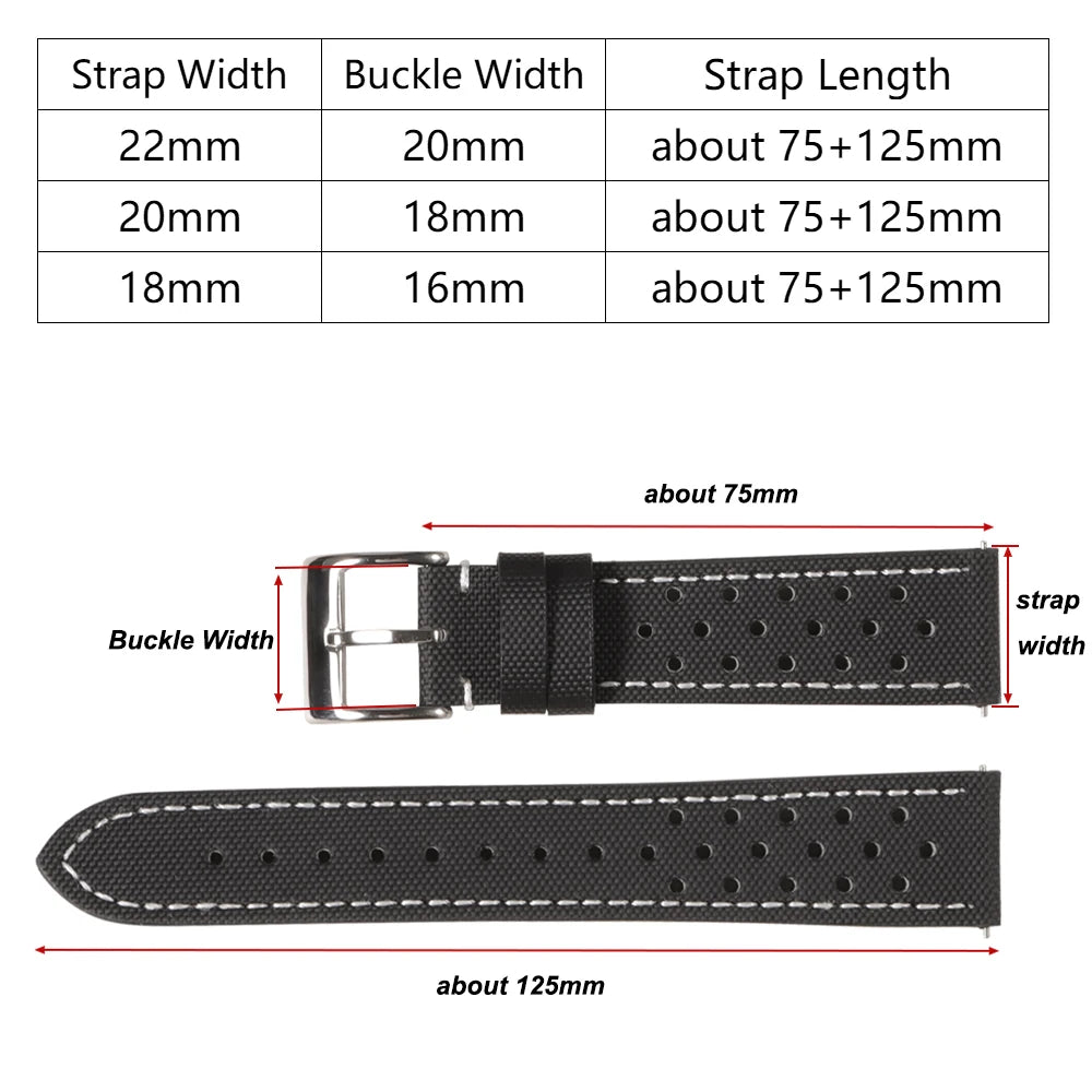 18/20/22mm Nylon Quick Release Waterproof Oxford Watchbands Sailcloth Straps for Omega for Blancpain for Seiko Watches Men Women