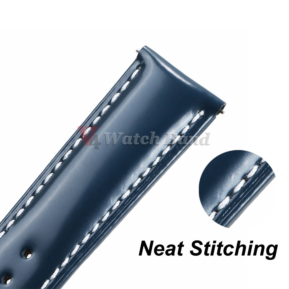 Polished Cowhide Strap for Omega 20mm 22mm Stitching Wrist Bracelet for Seiko Polish Vintage Watch Band for Citizen