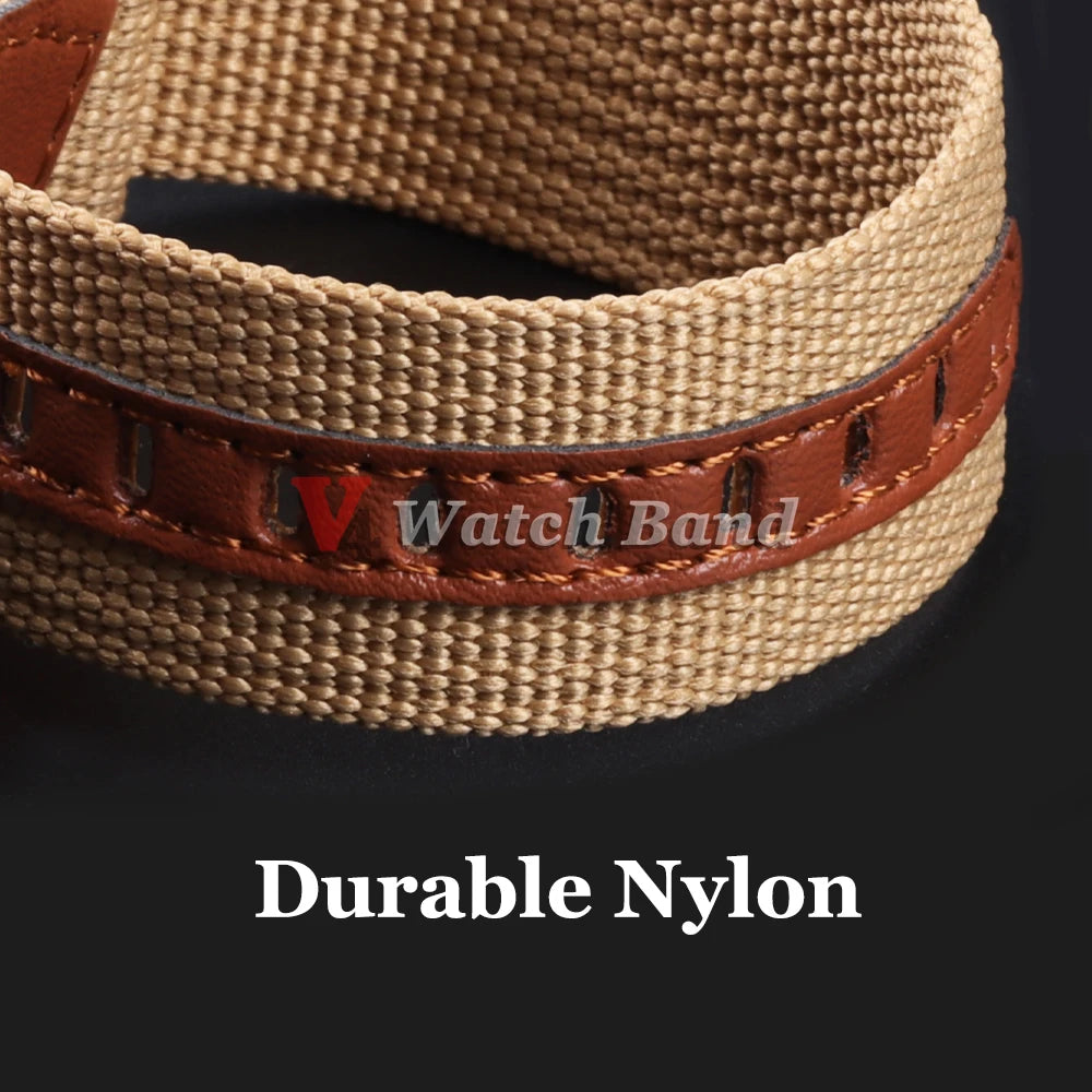 Canvas Durable Nylon Patch Leather Straps for Rolex Watchband for Omega Watch Bracelet for Seiko Replacement Wristband 20mm 22mm