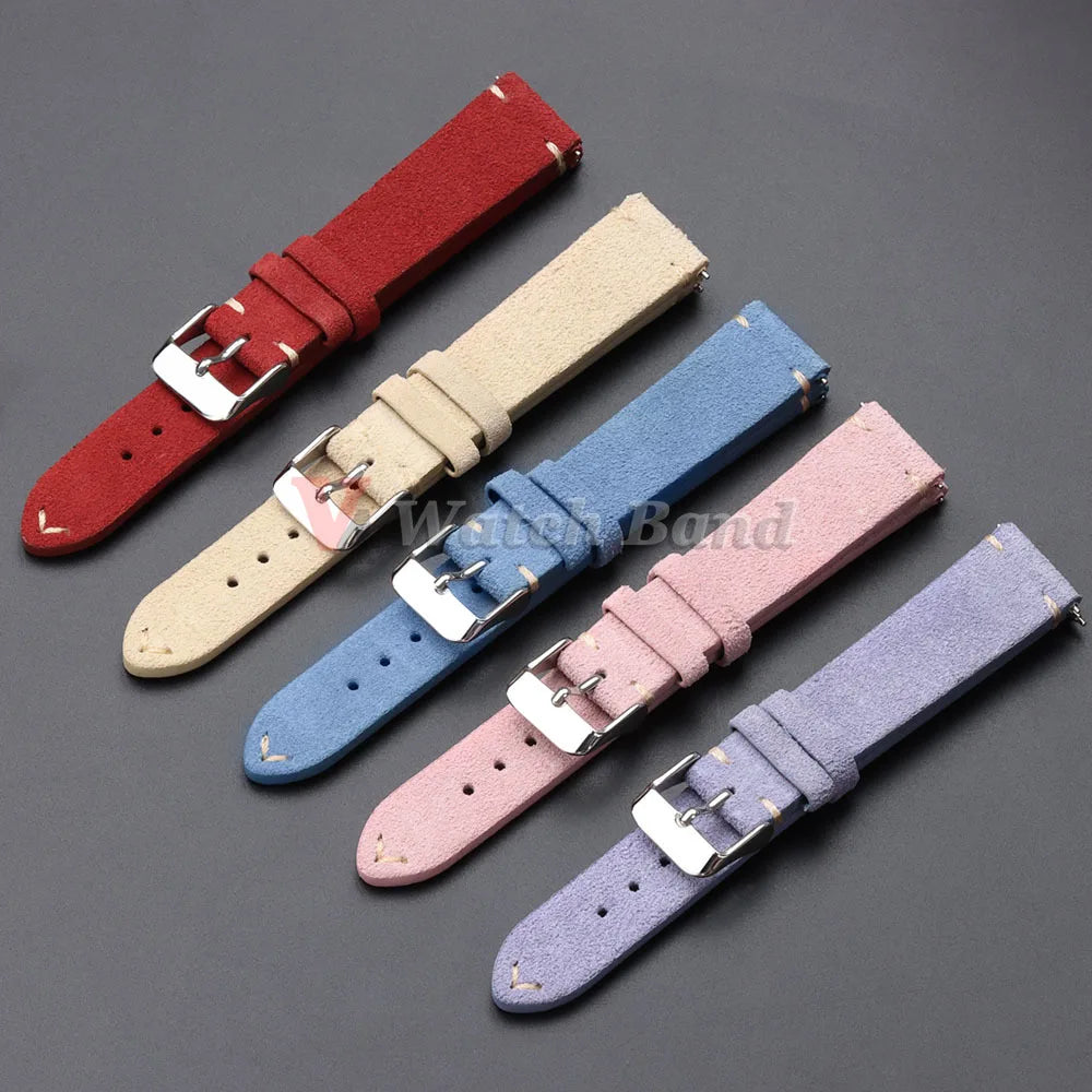 Quick Release Soft Suede Watch Strap for Seiko 18/20/22mm for Huawei Watch Gt3/Gt4 Bracelet 14/16mm Women Men Calfskin Wristband